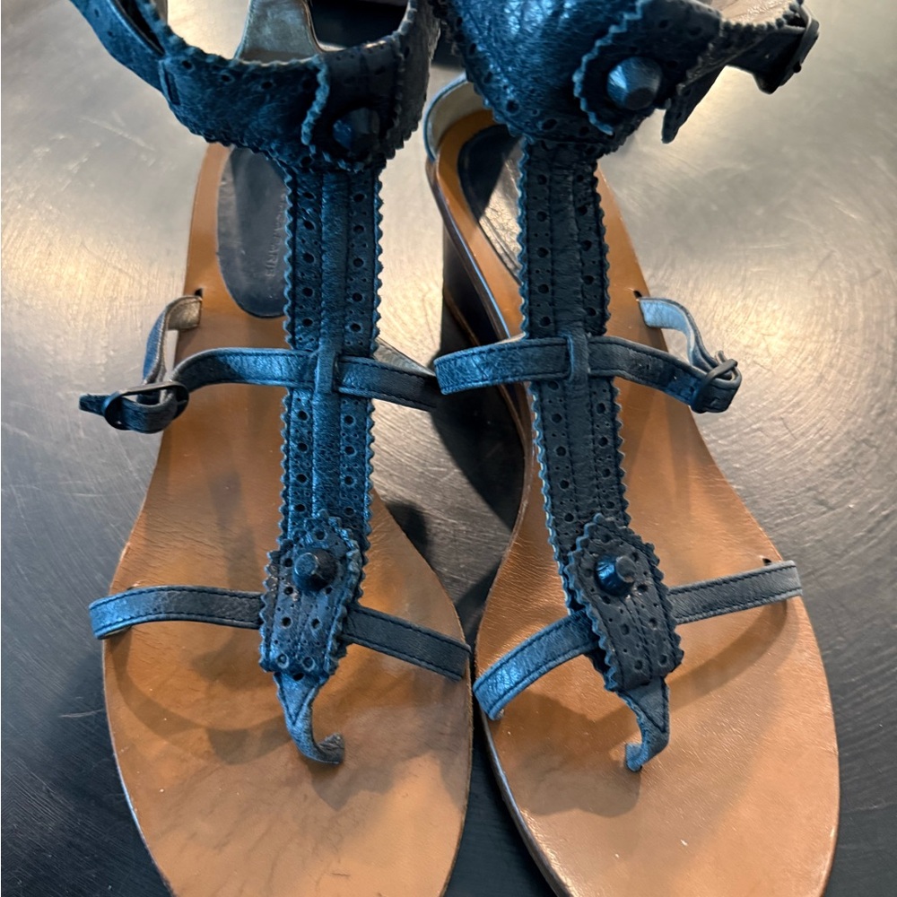 Balenciaga Black and Brown Gladiator Sandals